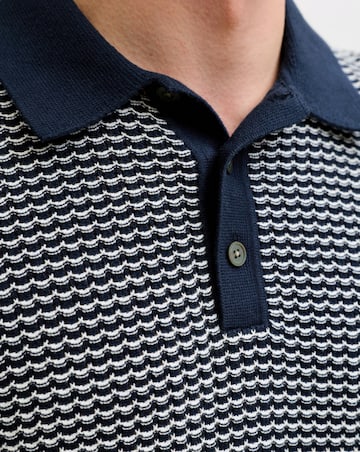 Jack & Jones Premium Kingsley Knitted Polo - Navy/White