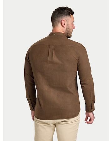 Raging Bull Long Sleeve Brushed Two Tone Bold Herringbone Shirt Brown
