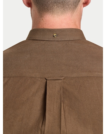 Raging Bull Long Sleeve Brushed Two Tone Bold Herringbone Shirt Brown