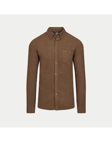 Raging Bull Long Sleeve Brushed Two Tone Bold Herringbone Shirt Brown
