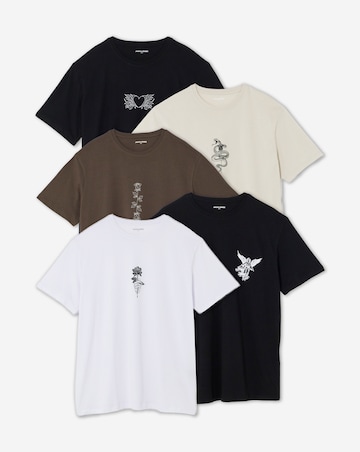 Jack & Jones Wolfie Graphic T-Shirt 5 Pack - Multi