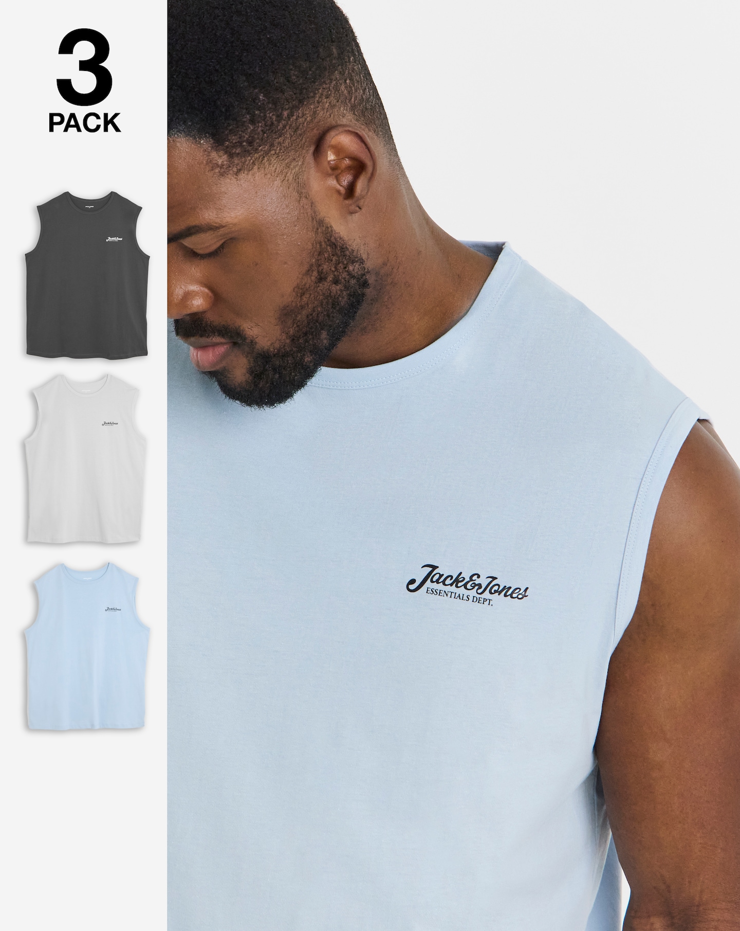 New In - Jack & Jones Beau Tank Top 3 Pack