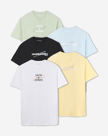 Jack & Jones Front Logo T-Shirt 5 Pack - Multi