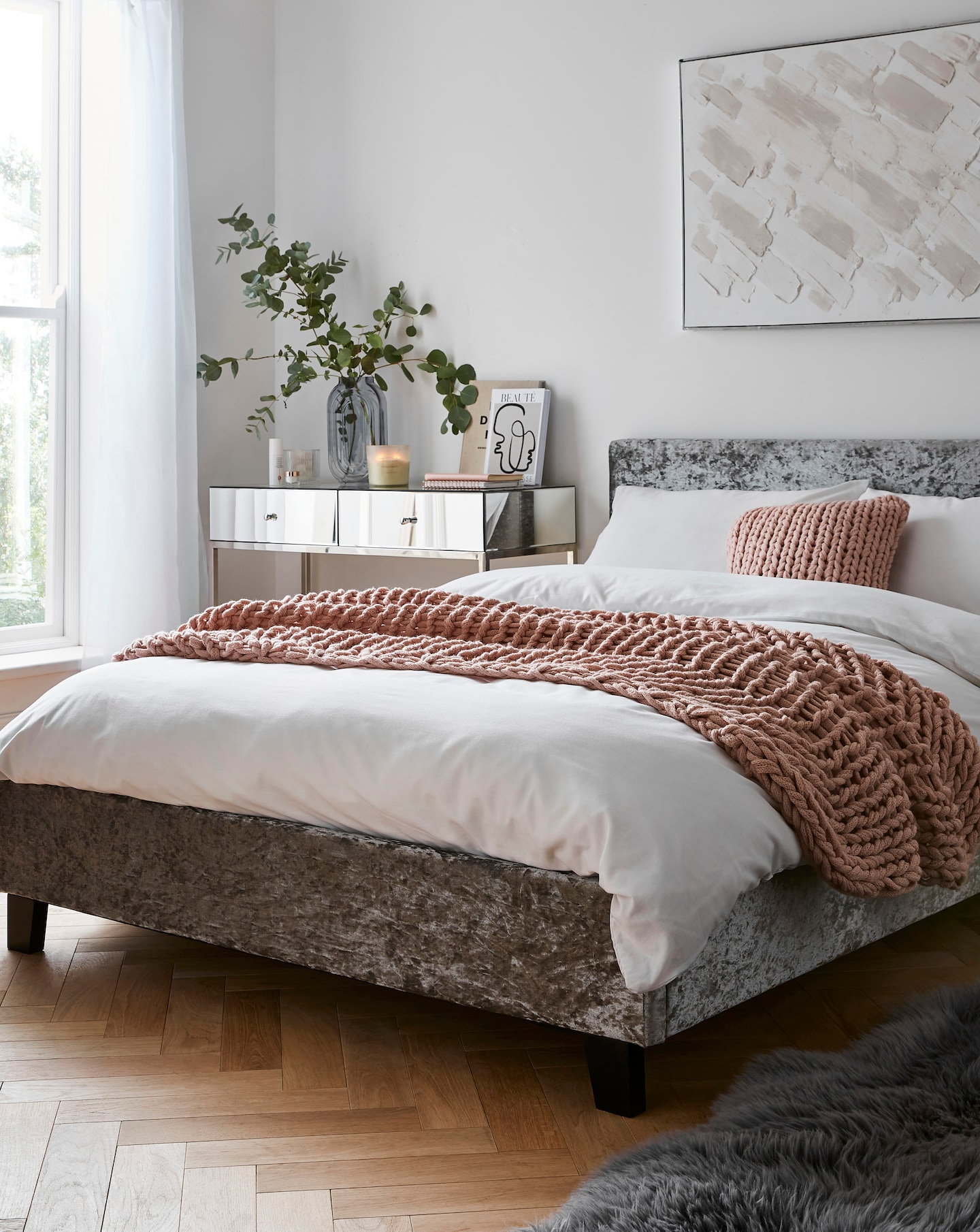 New In - Hayden Crushed Velvet Bed Frame
