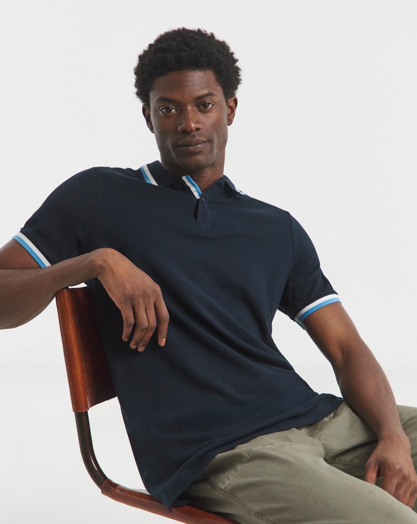 Pure Cotton Tipped Pique Polo Long