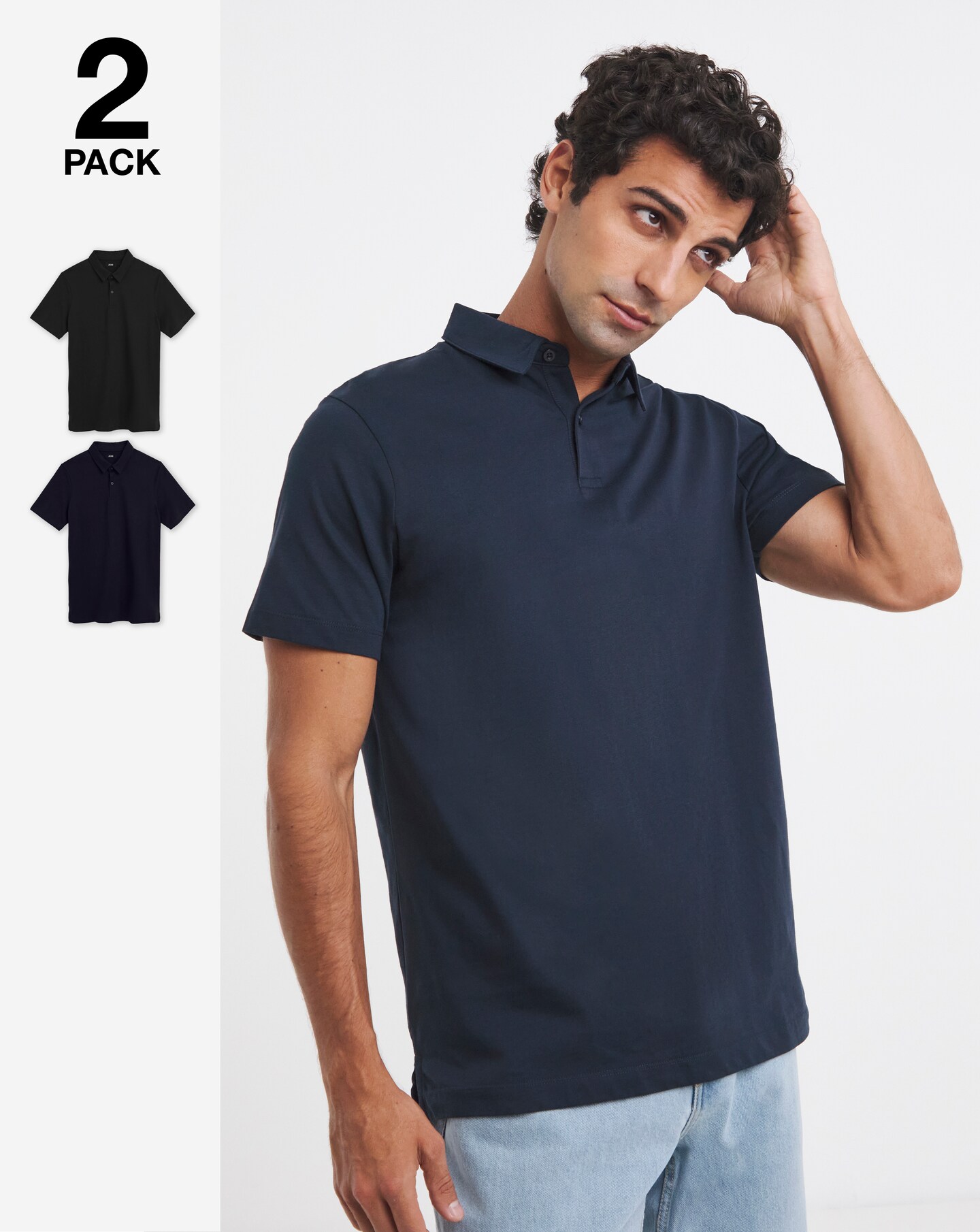 2 Pack Pure Cotton Jersey Polo