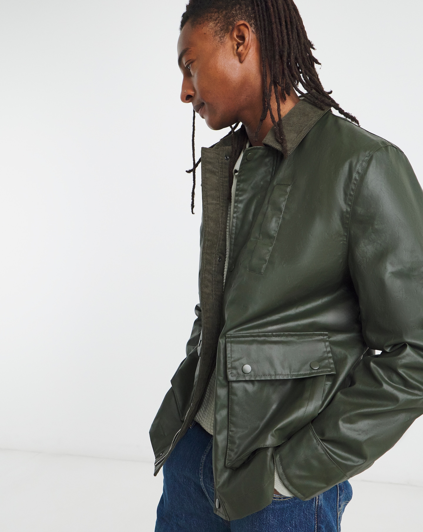 New In - Cord Collar Wax Jacket