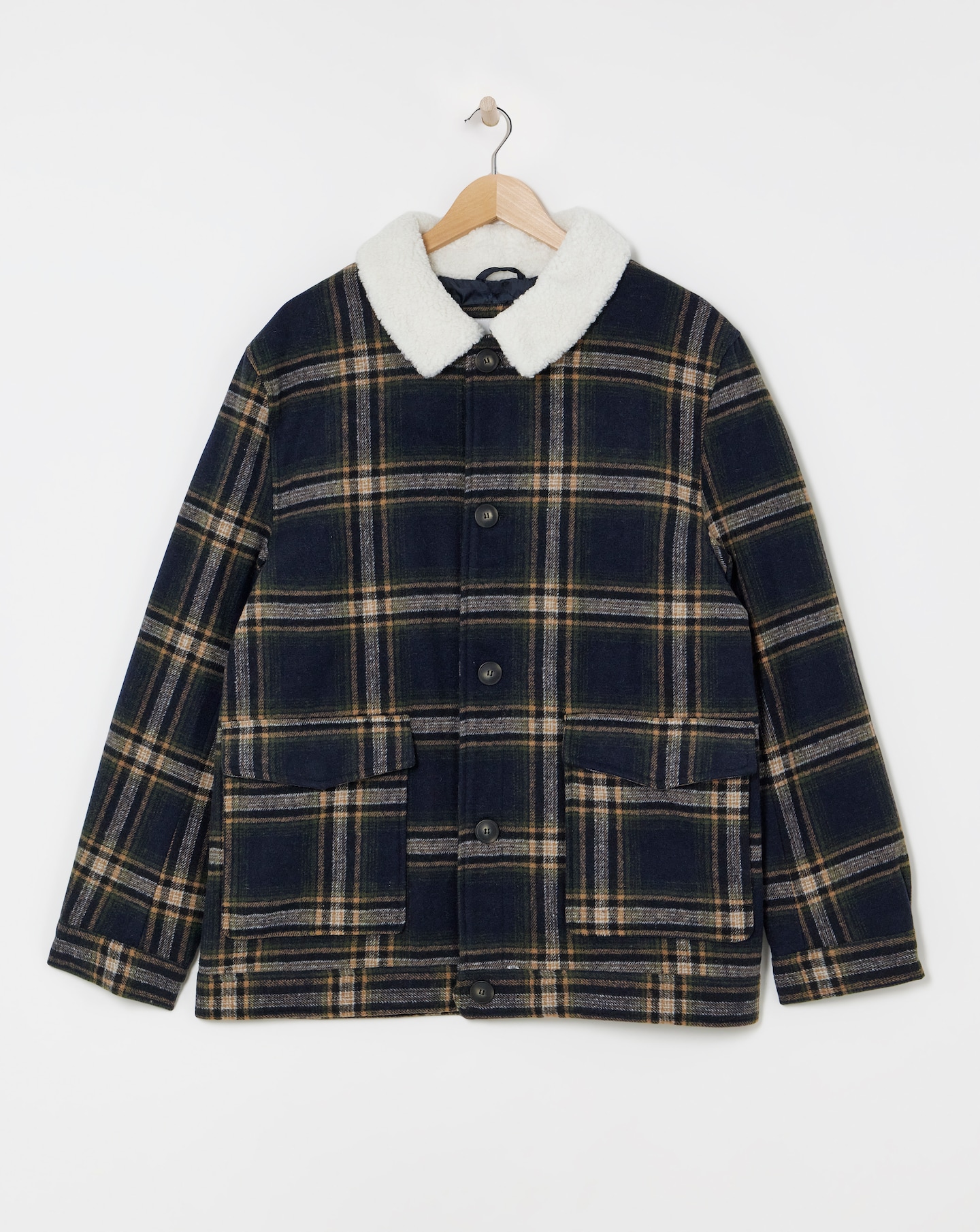 Borg Collar Check Shacket