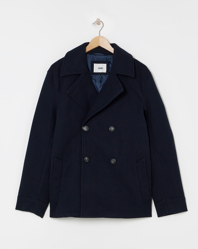 Double Breasted Pea Coat - Navy