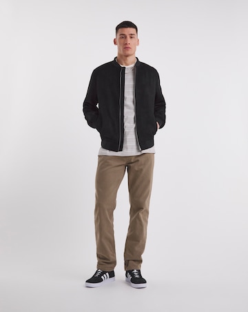 Black Faux Suede Bomber Jacket