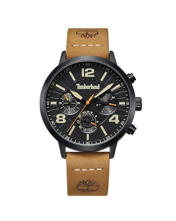 Timberland Black Mutli Dial Tan Leather Strap Watch