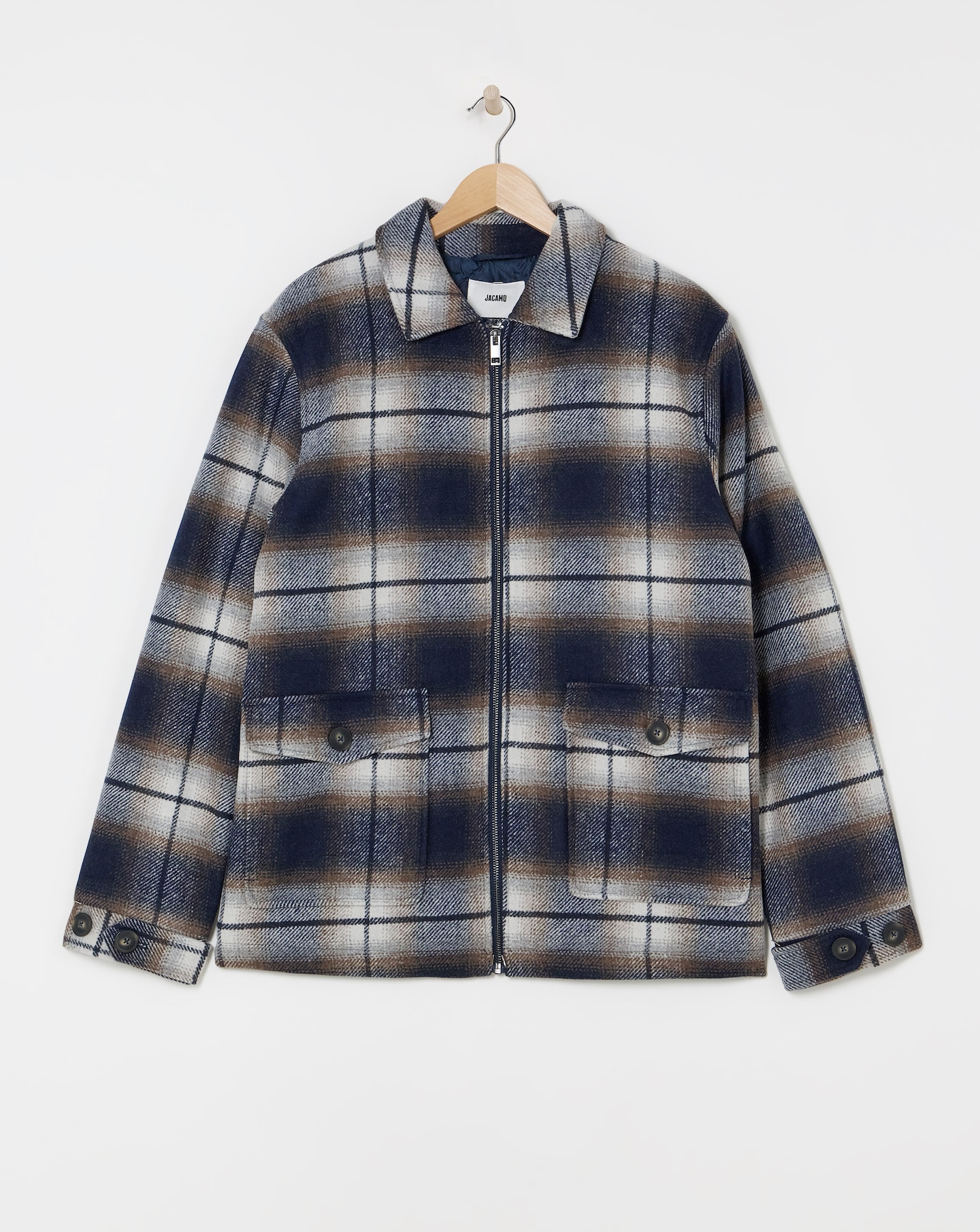 Faux Wool Check Zip Detail Shacket