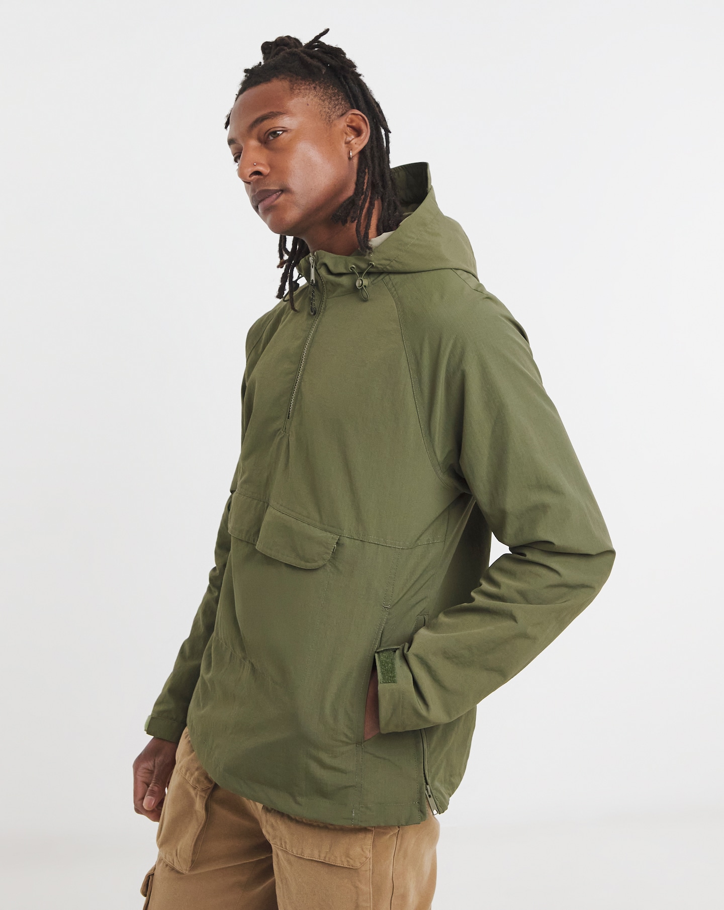 Khaki Overhead Zip Jacket