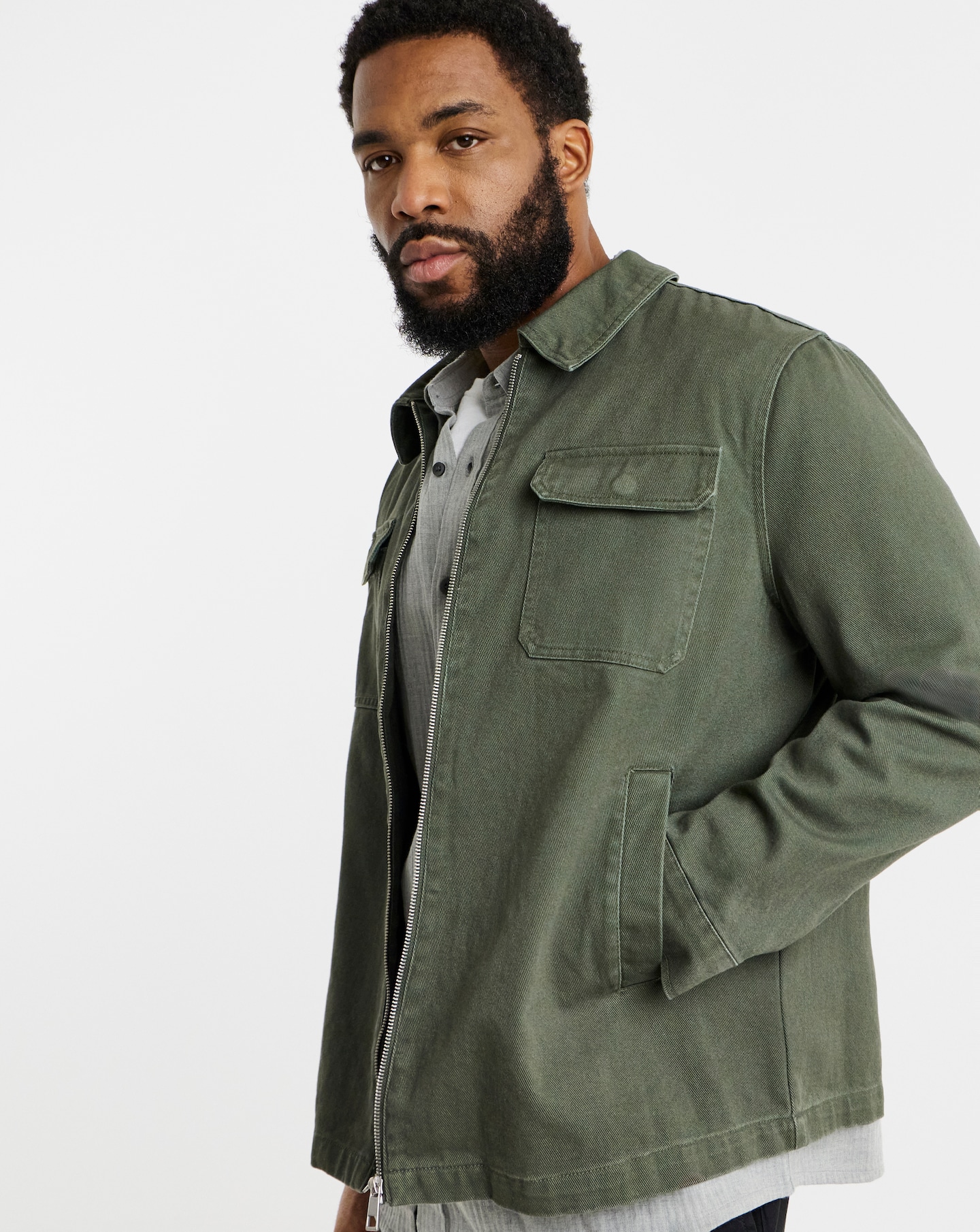 New In - Cotton Twill Zip Harrington