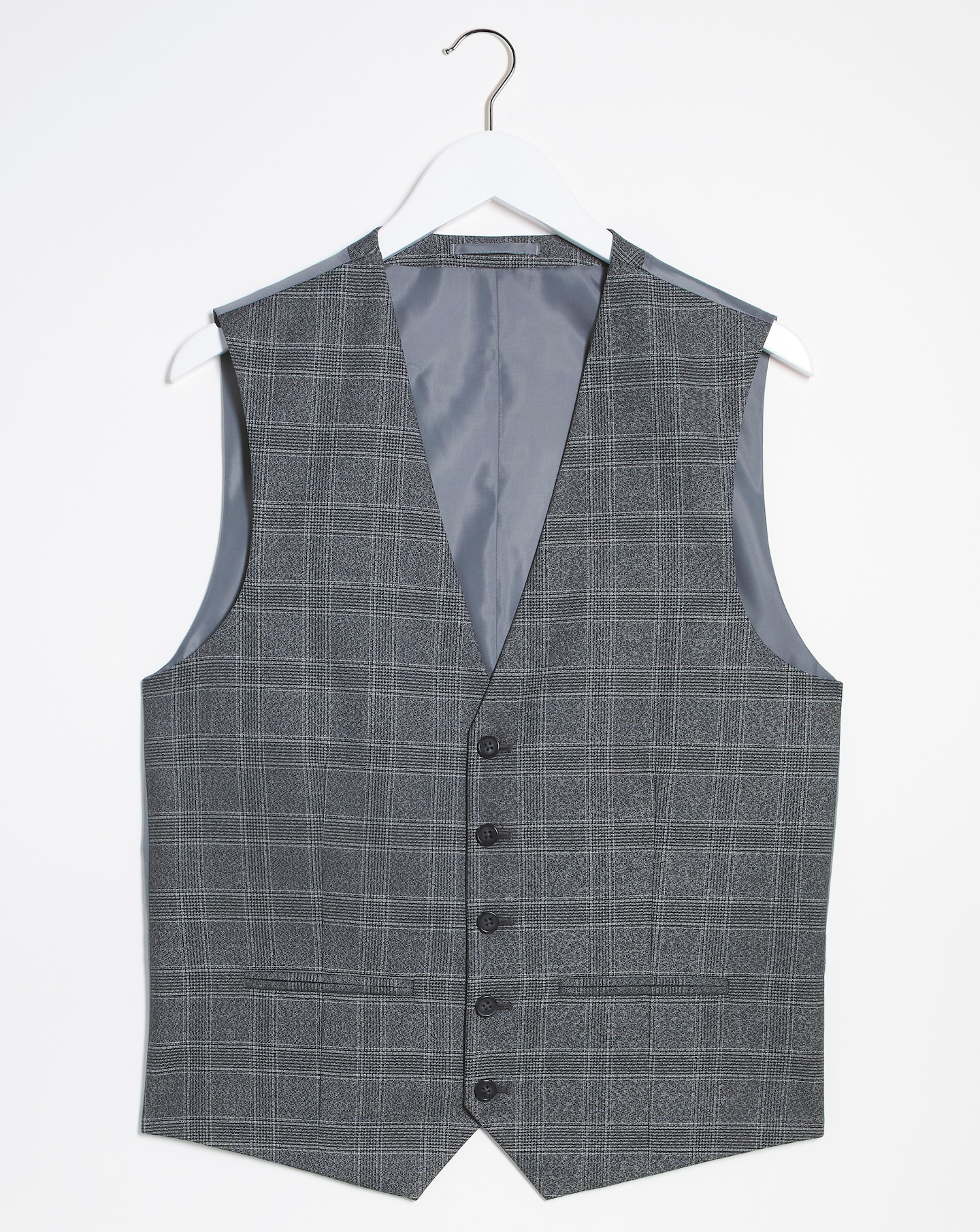 Charcoal Check Regular Fit Waistcoat