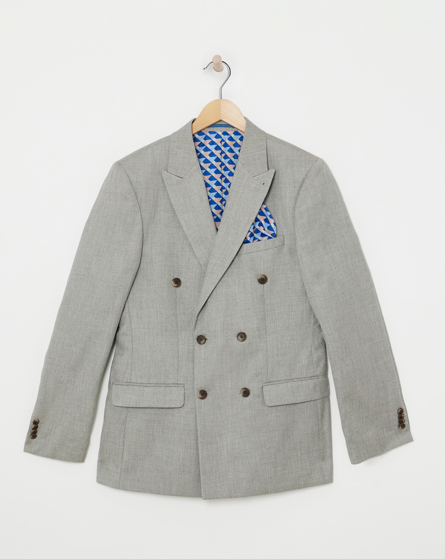 Linen Look Double Breased Suit Jacket