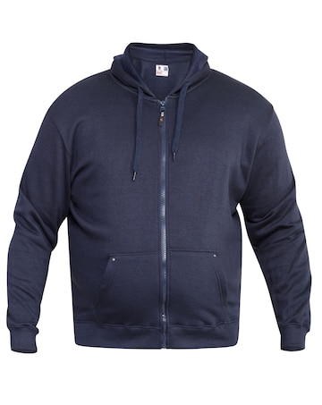 D555 Big & Tall Cantor Heavy Weight Zip Through Hoodie - Navy