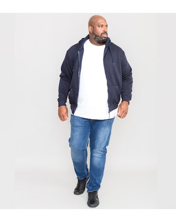 D555 Big & Tall Cantor Heavy Weight Zip Through Hoodie - Navy