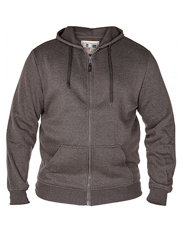 D555 Big & Tall Cantor Heavy Weight Zip Through Hoodie - Grey