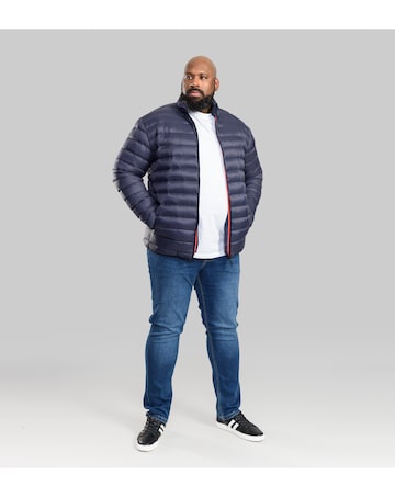 D555 Big & Tall Rowland Puffer Jacket with Sleeve Patch - Navy