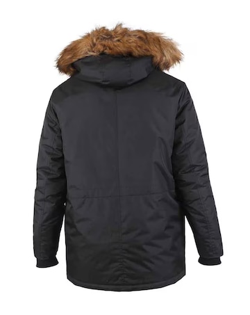 D555 Big & Tall Lovett-3 Parka Style Jacket with Detachable Fur - Black