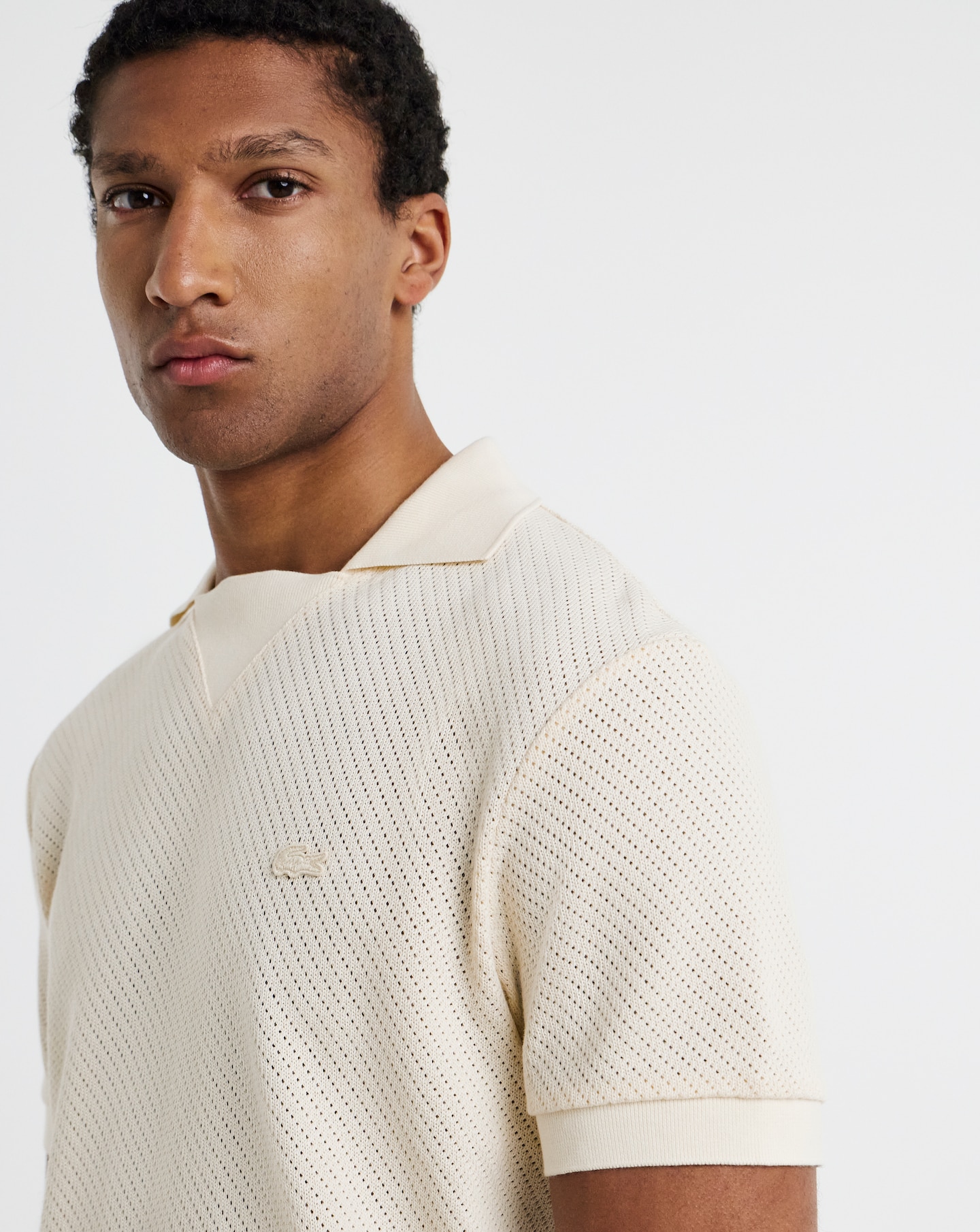 New In - Lacoste Open Neck Textured Polo