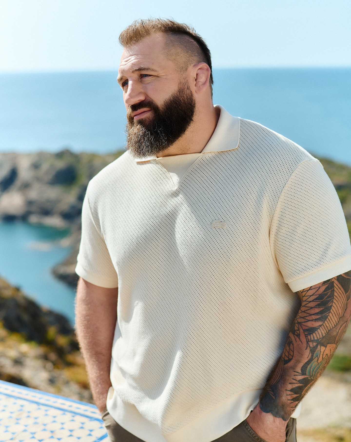 Lacoste Open Neck Textured Polo