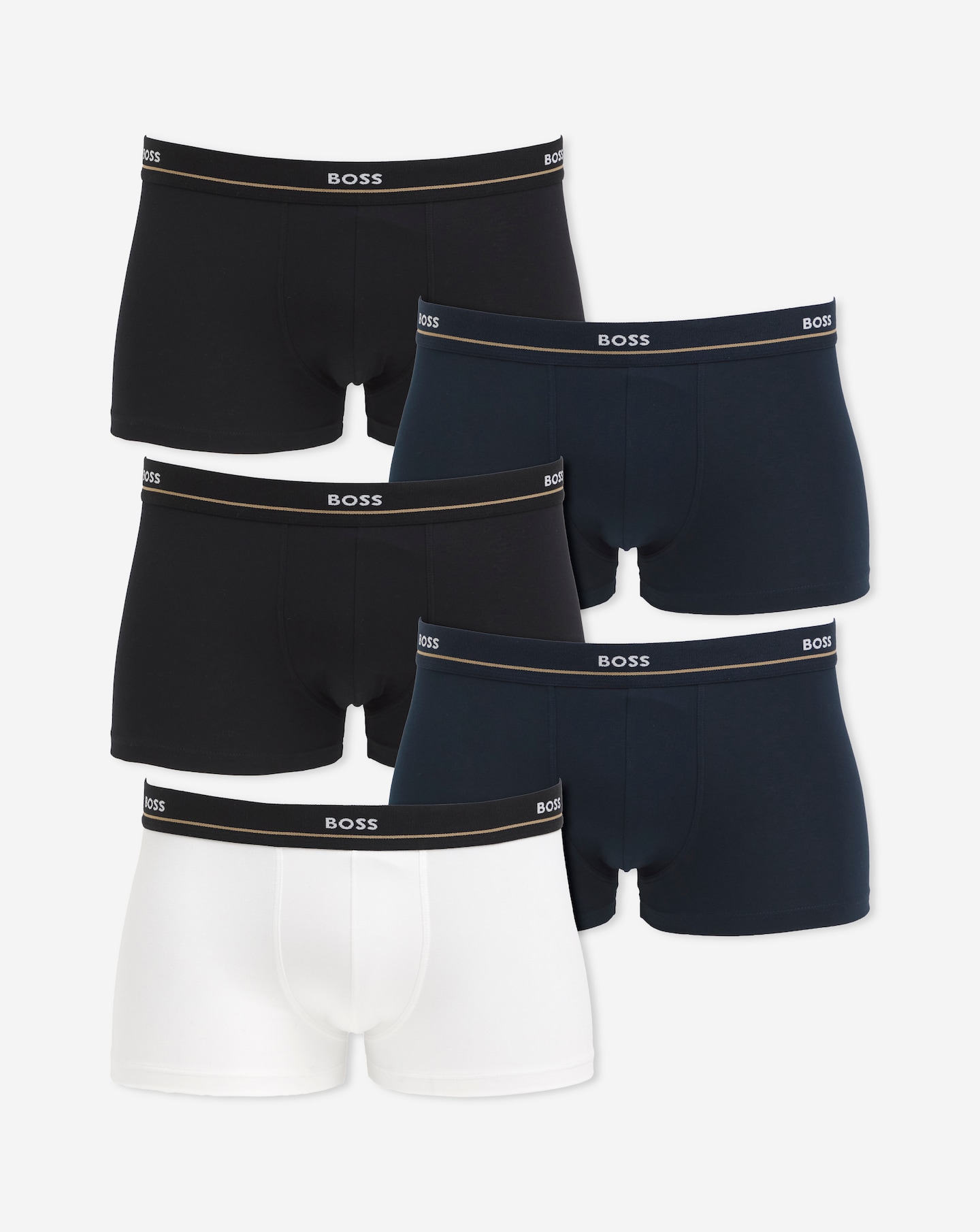 BOSS 5 Pack Blue Essential Logo Trunks