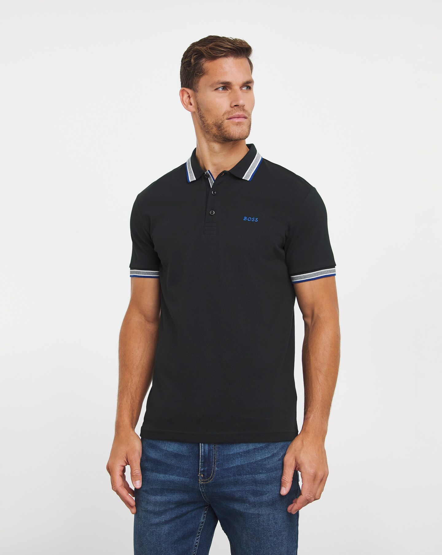 BOSS Short Sleeve Black Paddy Polo | Jacamo