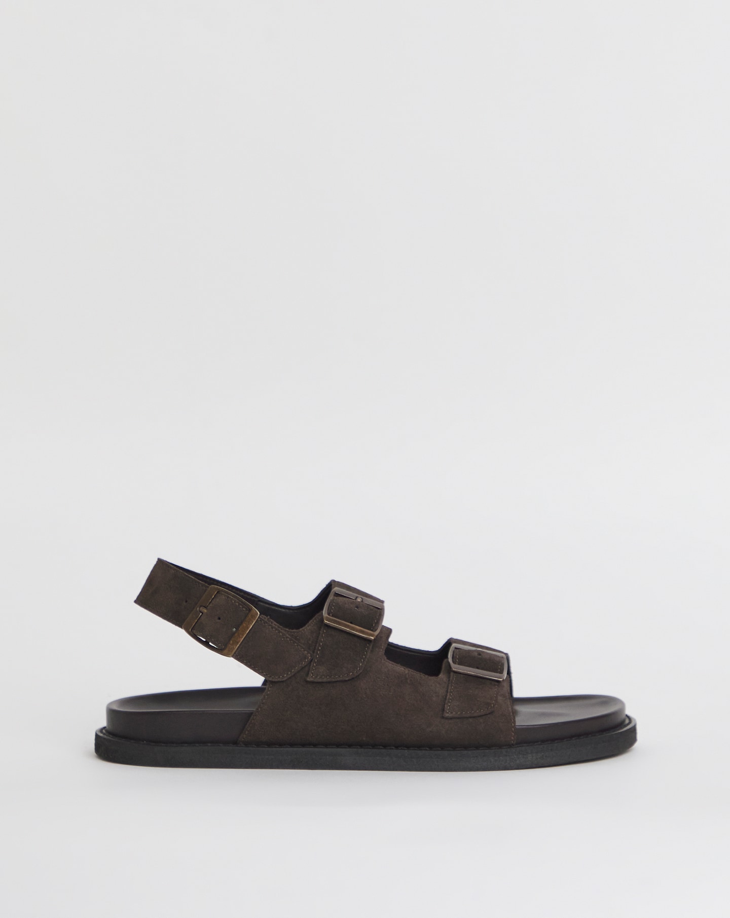 Suede Buckle Backstrap Sandal Wide