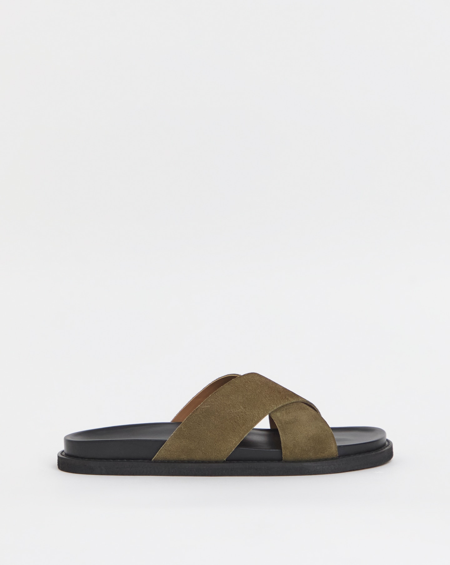 Cross Strap Suede Sandal Wide