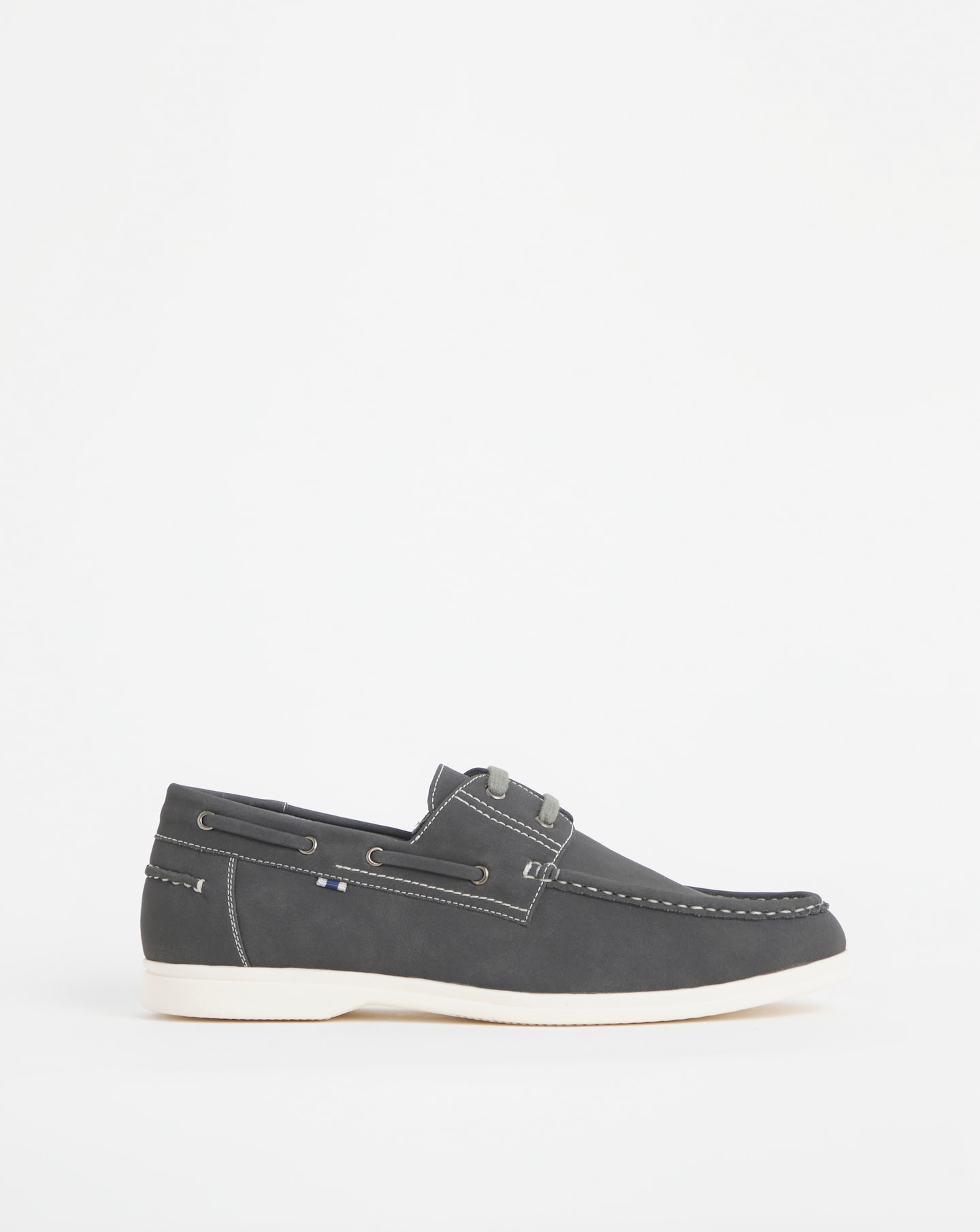 Leather Look Boat Shoe Wide Fit