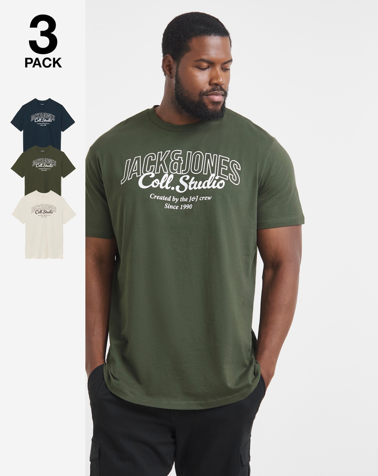 Jack & Jones Makoto Logo T-Shirt 3 Pack