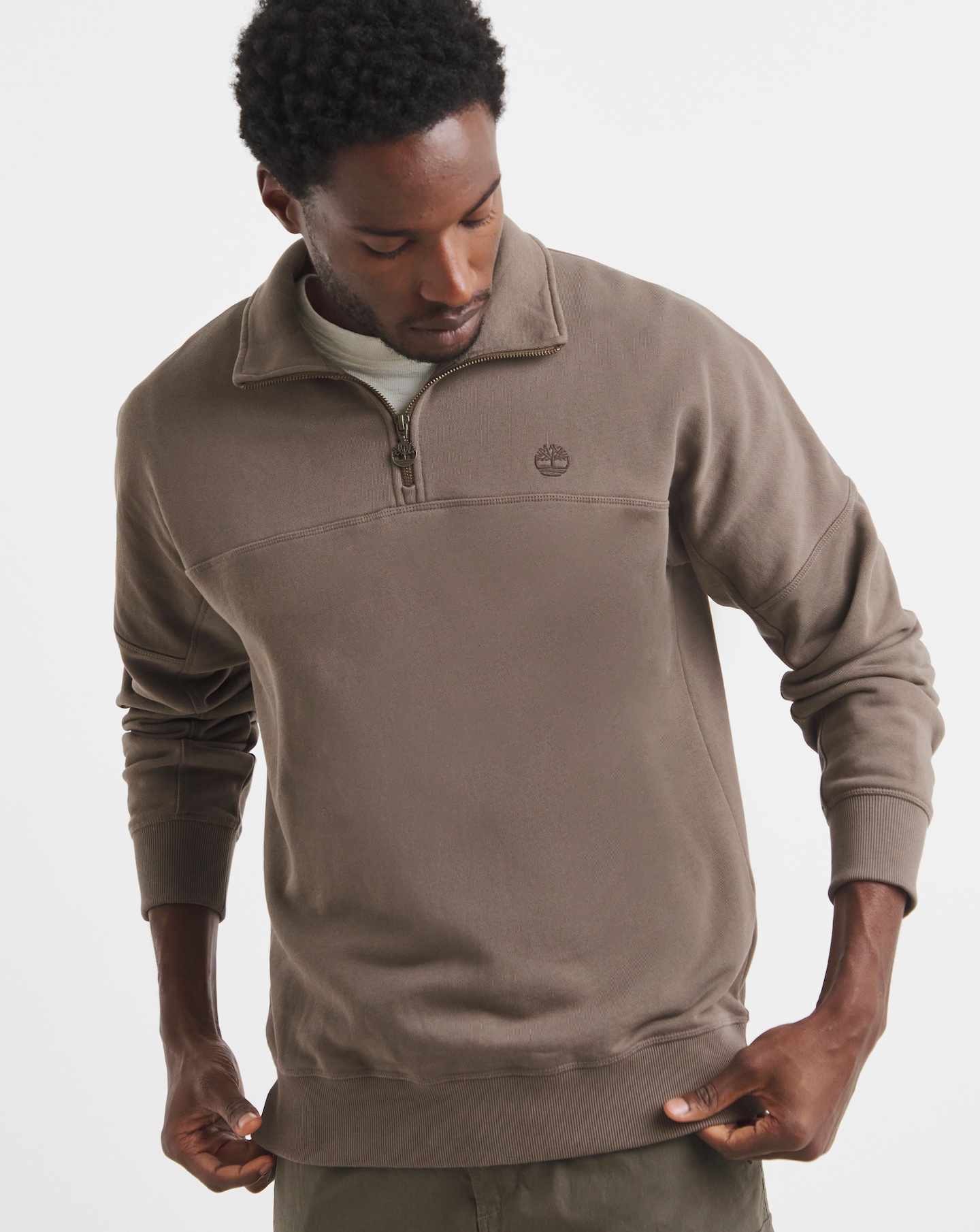Timberland 1/4 Zip Sweatshirt - Brown