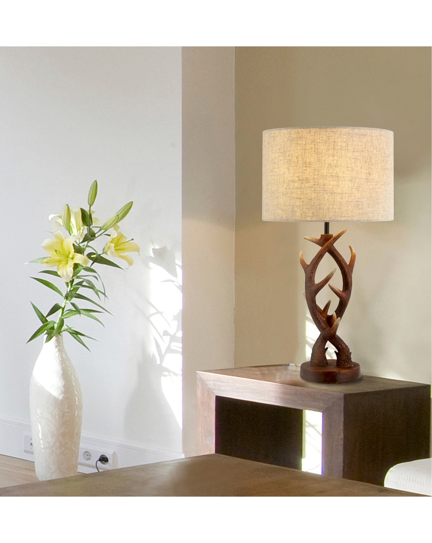 New In - Antler Wood Effect Table Lamp
