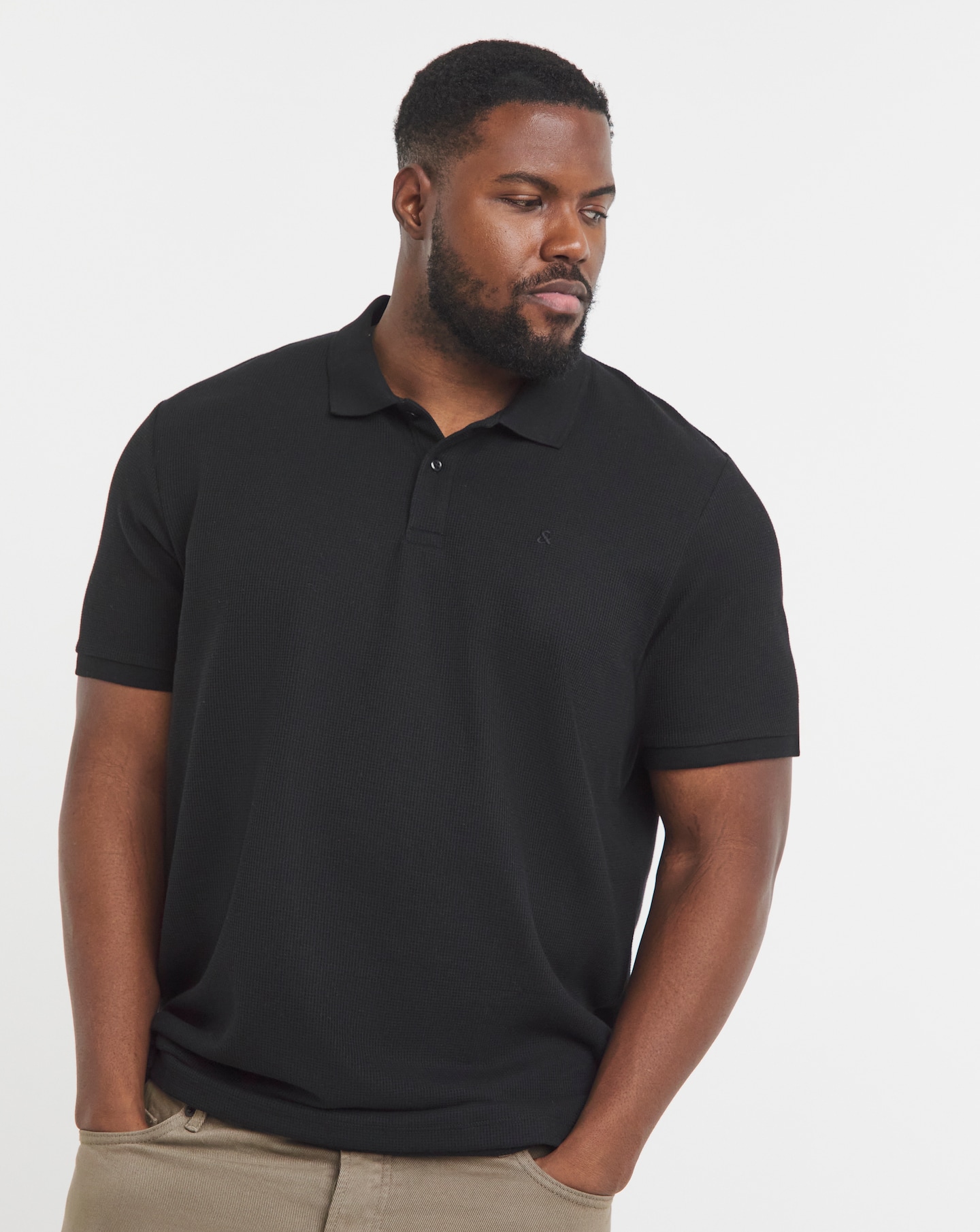 Jack & Jones Austin Waffle Polo - Black
