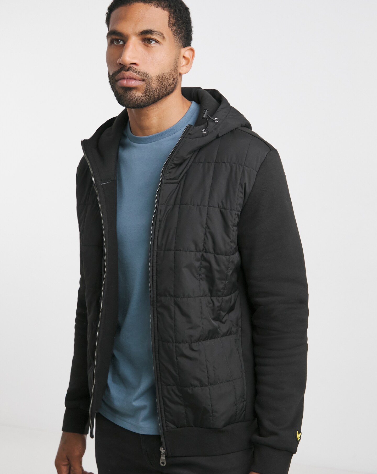 Lyle Scott Black Hybrid Quilted Zip Through Hoodie Jacamo