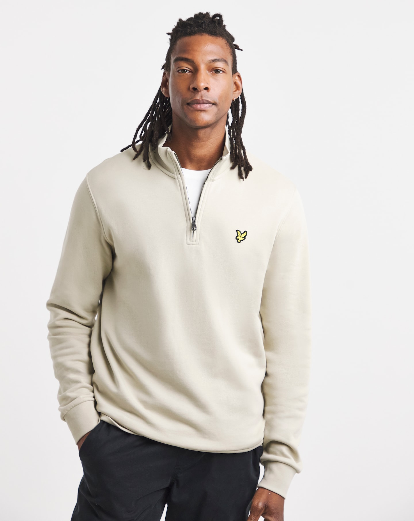New In - Lyle & Scott 1/4 Zip Sweat - Taupe