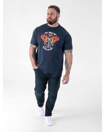 HOCKNEY-D555 Motorbike With Flame Wings Printed Crew Neck T-shirt