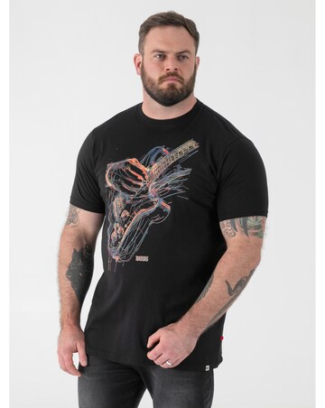 ELLIOTT-D555 Multi Coloured Guitar Printed Crew Neck T-shirt