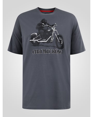 CRAIG-D555 Gorilla Biker Printed Crew Neck T-shirt