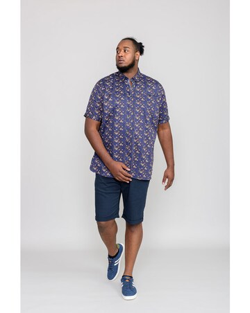 KINGSTON-D555 S/S Floral Ao Print Shirt With Hidden Button Down Collar & Pocket