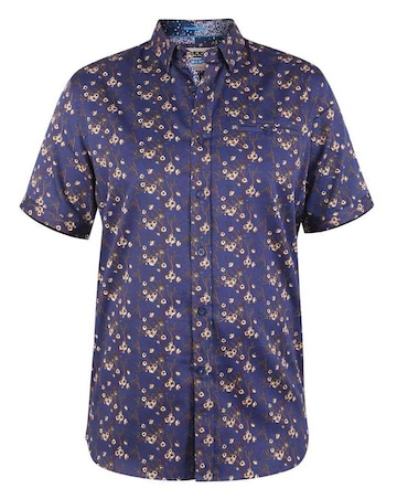 KINGSTON-D555 S/S Floral Ao Print Shirt With Hidden Button Down Collar & Pocket