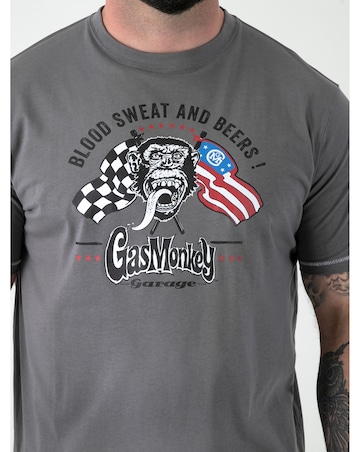 JASPER-D555 Official Gas Monkey Printed Crew Neck T-Shirt