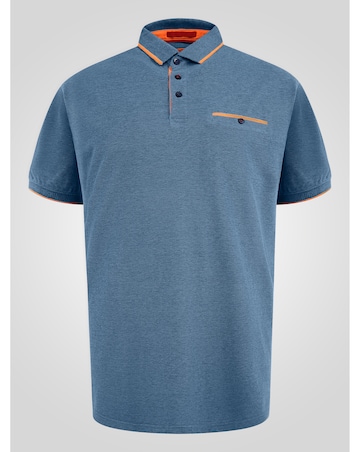 HARVEY 3-D555 Teal Pique Polo With Jacquard Collar And Cuffs With Chest Pocket