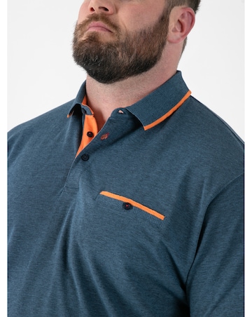 HARVEY 3-D555 Teal Pique Polo With Jacquard Collar And Cuffs With Chest Pocket