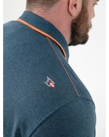 HARVEY 3-D555 Teal Pique Polo With Jacquard Collar And Cuffs With Chest Pocket