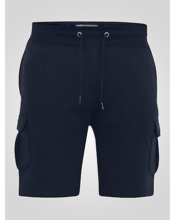 ROBINSON 2-D555 Navy Elasticated Waist Fleece Cargo Shorts With Bear Embroidery