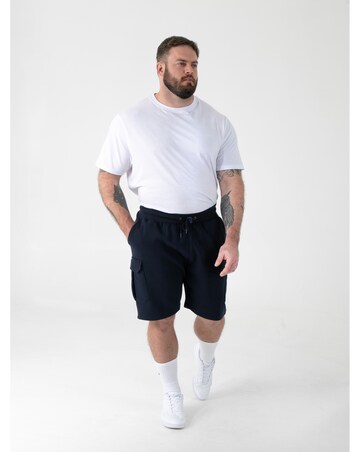 ROBINSON 2-D555 Navy Elasticated Waist Fleece Cargo Shorts With Bear Embroidery