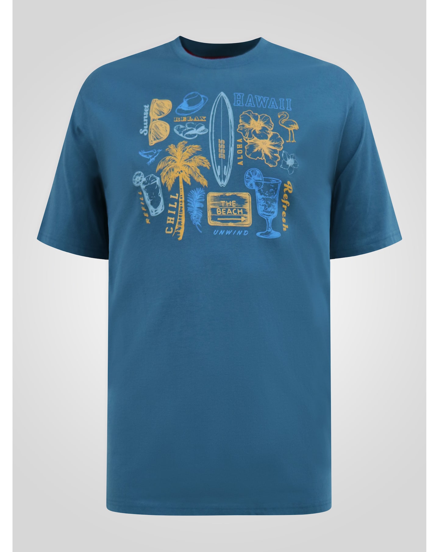 New In - D555 Hovell Summer Beach Print T-Shirt